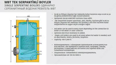 Одинарно серпантинный водонагреватель WBT 1500 литер - 23 229 141 сум / шт.