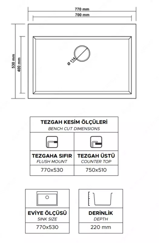  Oshxona uchun lavabo RealStone K003 Didyma - 
