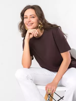 Футболка базовая с принтом повседневная из хлопка