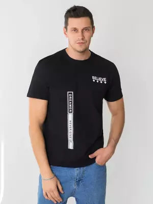 Футболка однотонная с принтом повседневная из хлопка