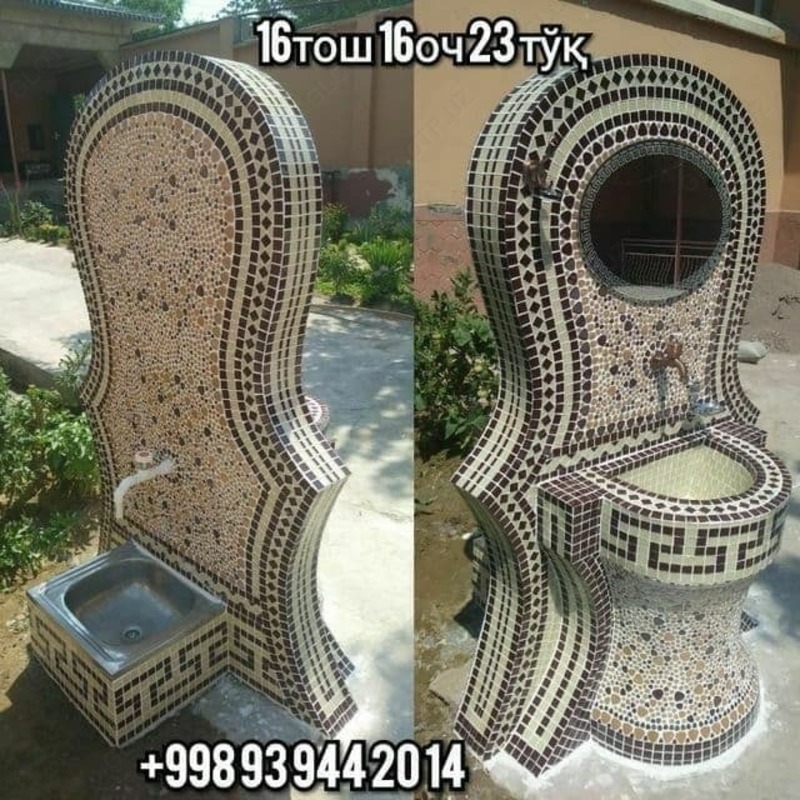  Дизайнерская двусторонняя раковина из мозаики № 001 - 