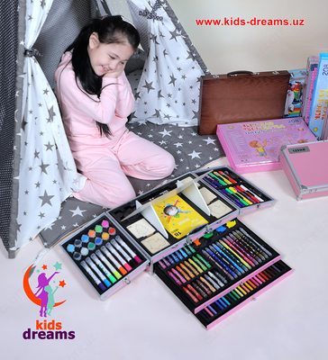 Набор для Рисования с Мольбертом в Металлическом чемоданчике Delux Art Set 238