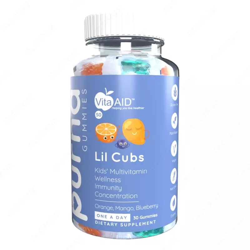  Мультивитаминный комплекс для детей Purna Lil Cubs (апельсин  черника  манго) - 