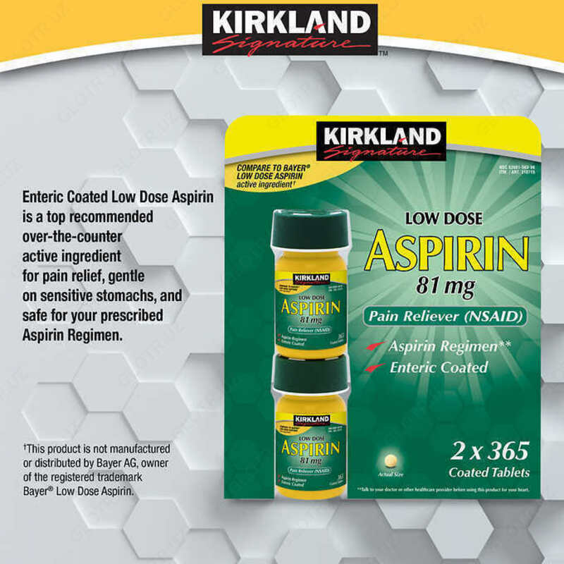   Kirkland Signature Aspirin  low dose aspirin 81mg pain reliever nsaid