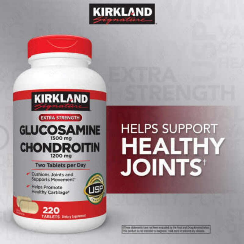  Таблетки Глюкозамина с Хондроитином Kirkland Extra strength Glucosamine+Chondroitin (220 шт.)extra strength glucosamine 1500 chondroitin - 