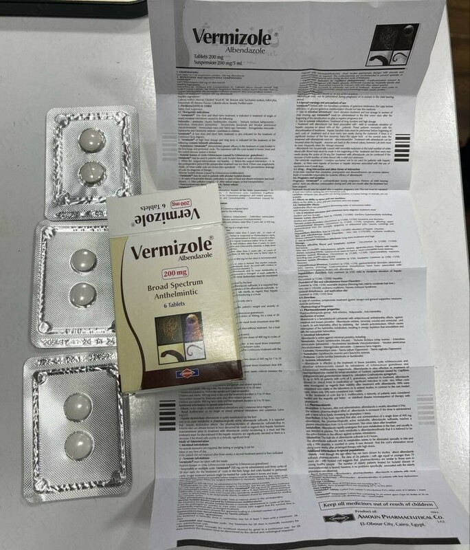 Antelmintik Vermizol  Albendazol  200 mg  6 tabletka