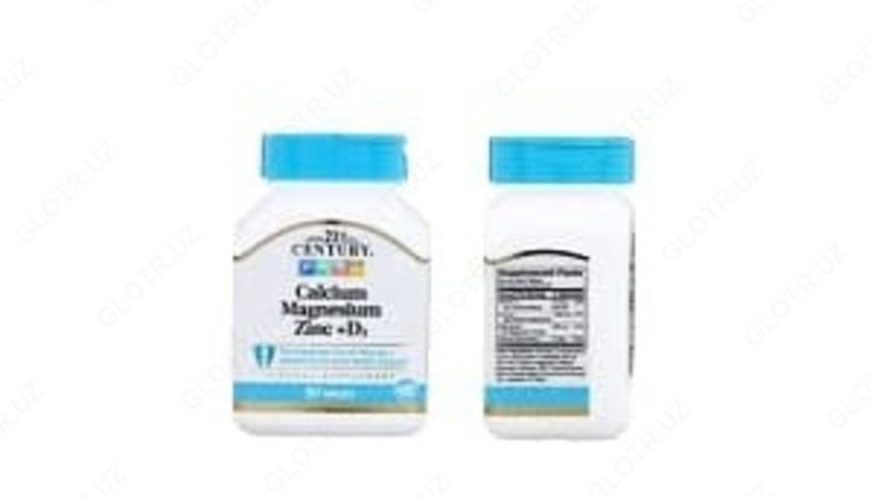 Витамин D3  Кальций  Магний  Цинк от 21st Century  Calcium Magnesium Zinc + D3  (90 капсул)