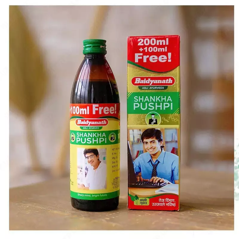  Shankha Pushpi: xotirani yaxshilash uchun sirop - 