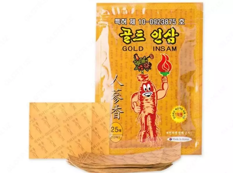 Qizil jenshen bilan tibbiy yamoq Korean Gold Insam