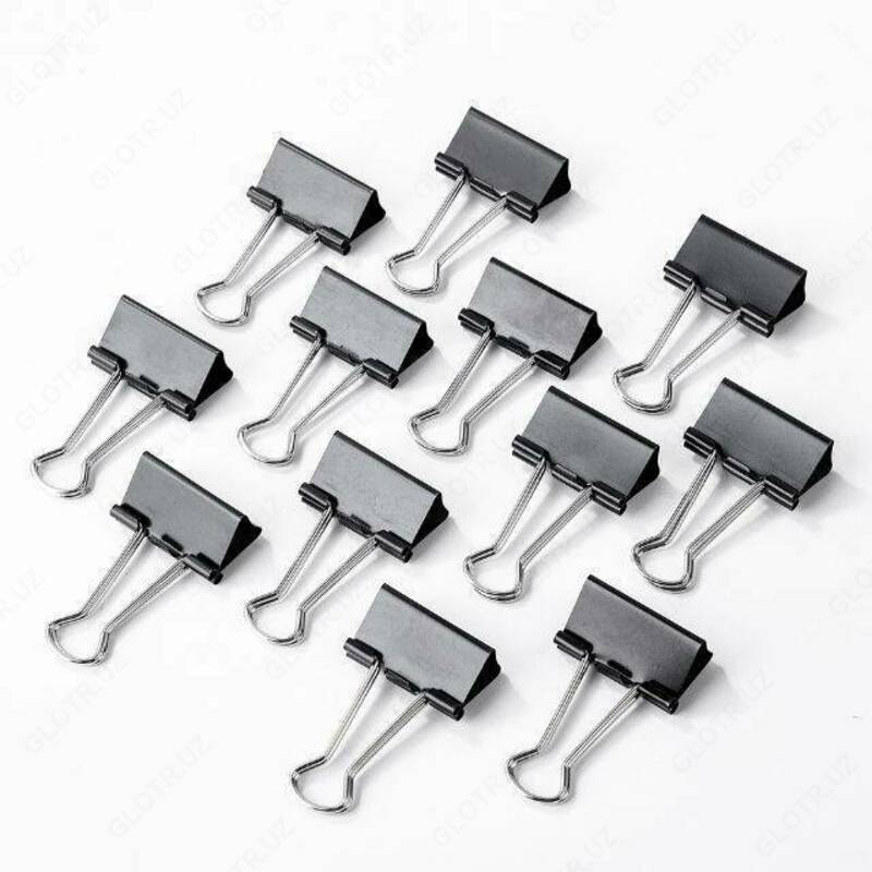 32 mm (12 dona) qora Deli E38563 qogozli klip