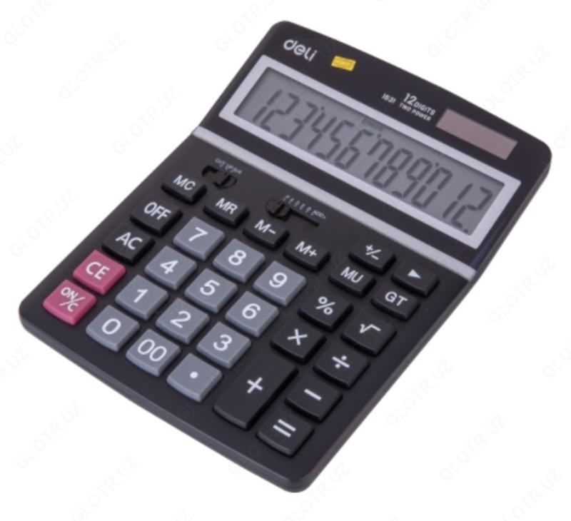  Калькулятор  12 разрядный серый цв. 203*155*42  Deli E1631 - 