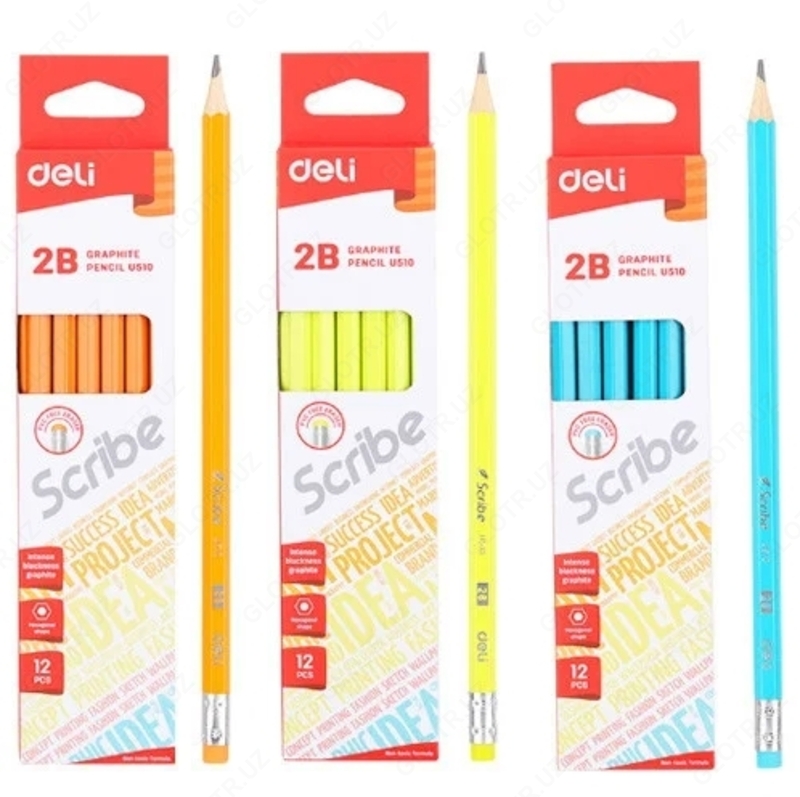 HB Deli E7079 silgi bilan qora qalam