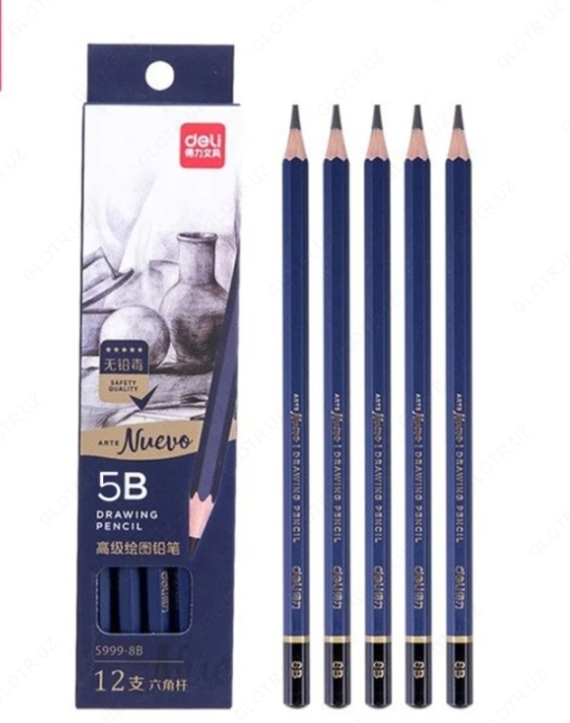 HB Deli E7079 silgi bilan qora qalam - {0} so'mdan