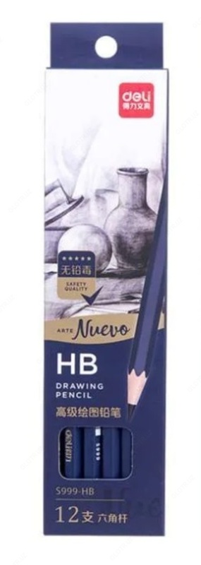 HB Deli E7079 silgi bilan qora qalam