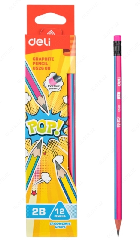 HB Deli E7079 silgi bilan qora qalam