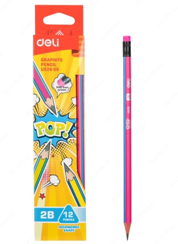 HB Deli E7079 silgi bilan qora qalam