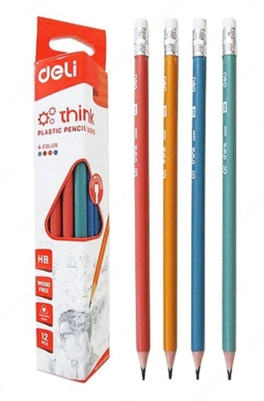 HB Deli E7079 silgi bilan qora qalam