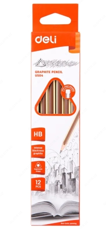 HB Deli E7079 silgi bilan qora qalam
