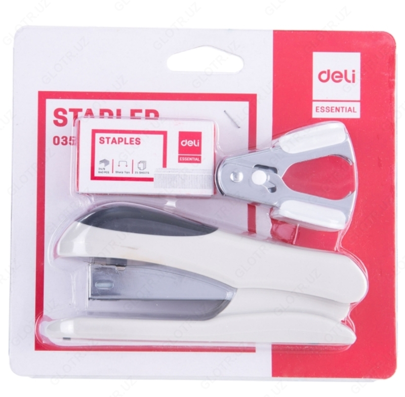  Набор Степлер на 25л(24/6 26/6)+Антистеплер+скобы  Deli E0355 - 
