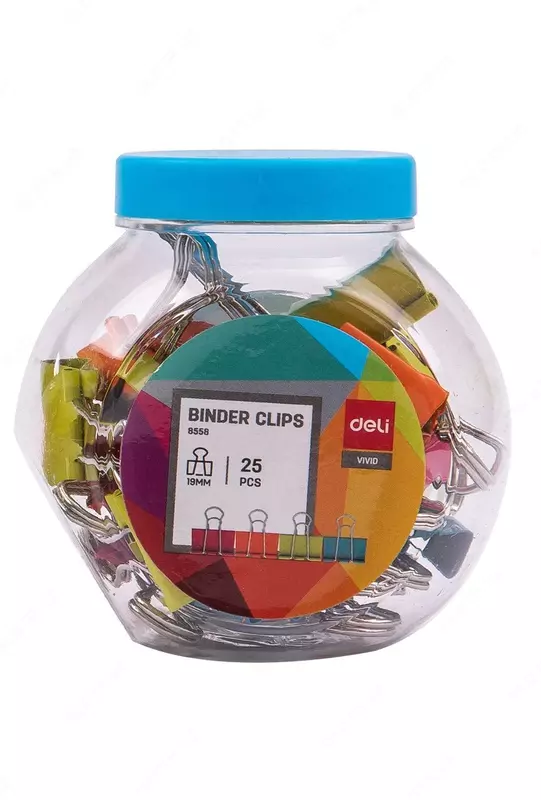  Qogoz qisqichlari Deli 8558 19 mm  rangli  25 dona - 