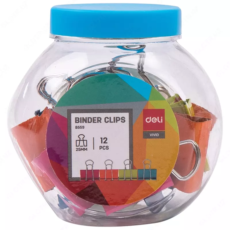  Зажимы для бумаги Deli 8559 25 мм  цветные  12 шт - 