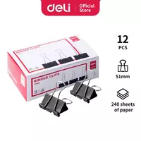  Зажимы для бумаги Deli E38561 51 мм  черный  12 шт - 