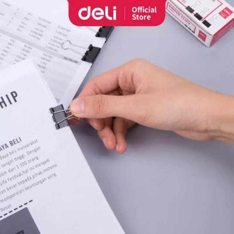  Зажимы для бумаги Deli E38565 19 мм  черный  12 шт - 