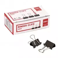 Qogoz uchun kliplar Deli E38566 15 mm  qora  12 dona