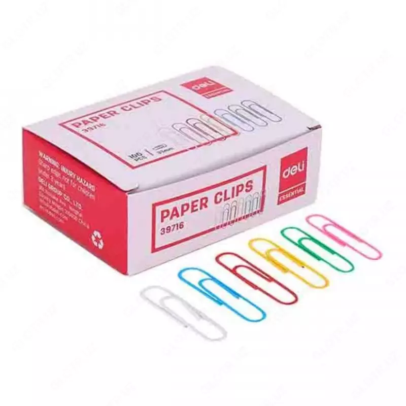 Qogoz qisqichlari Deli 39716  33 mm  rangli  100 dona