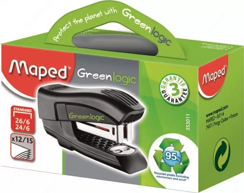  Степлер Maped Greenlogic 353011  скобы №24/6 и 26/6  15 листов - 