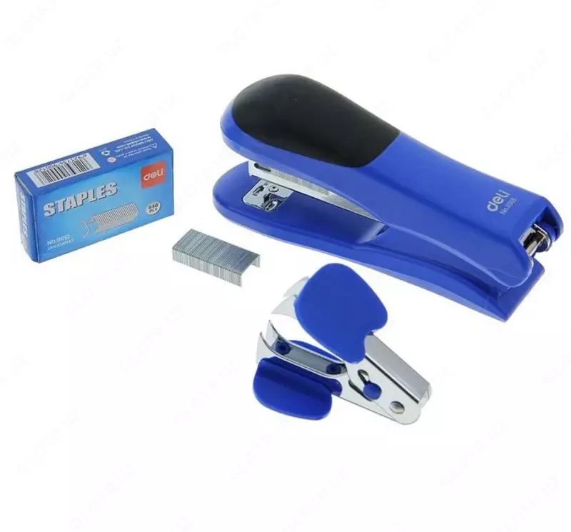  Канцелярский набор Deli E0355  степлер на 25 листов  антистеплер  скобы № 24/6 Оптом и розница