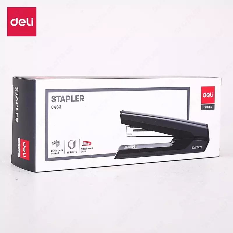  Степлер Deli E0463  скобы № 24/6 и 26/6  на 25 листов  черный - 