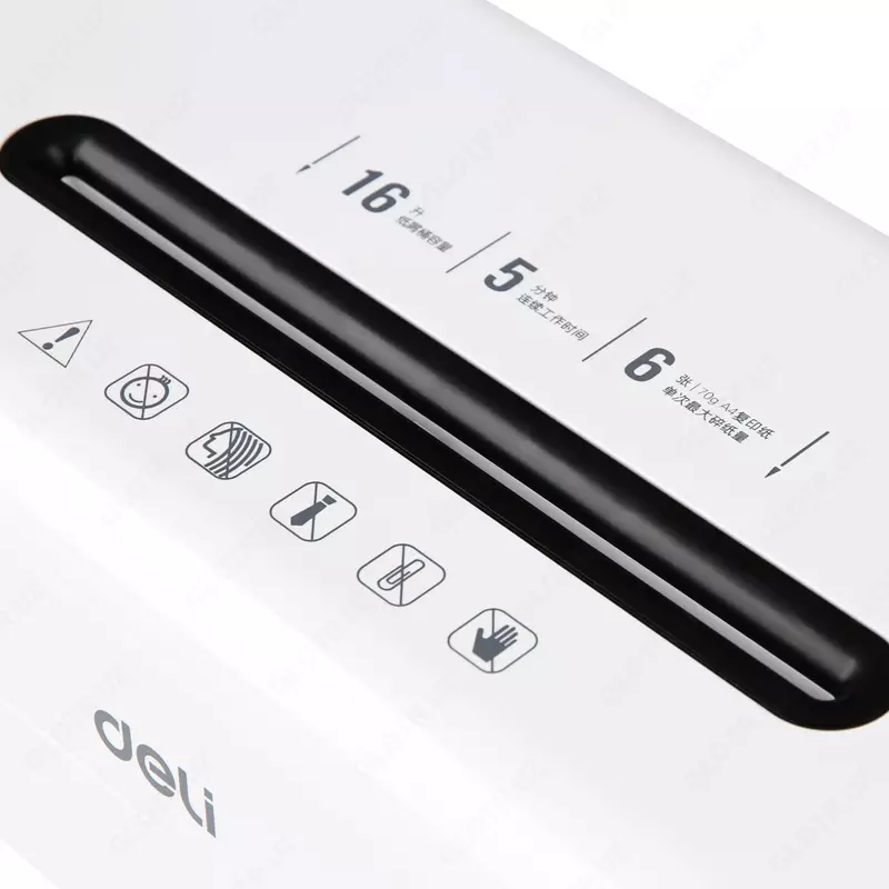   Qogoz maydalagich (tarmoqqa ulangan) Deli A4  240 Vt  6 l. (m. - 9921) Oq/qora