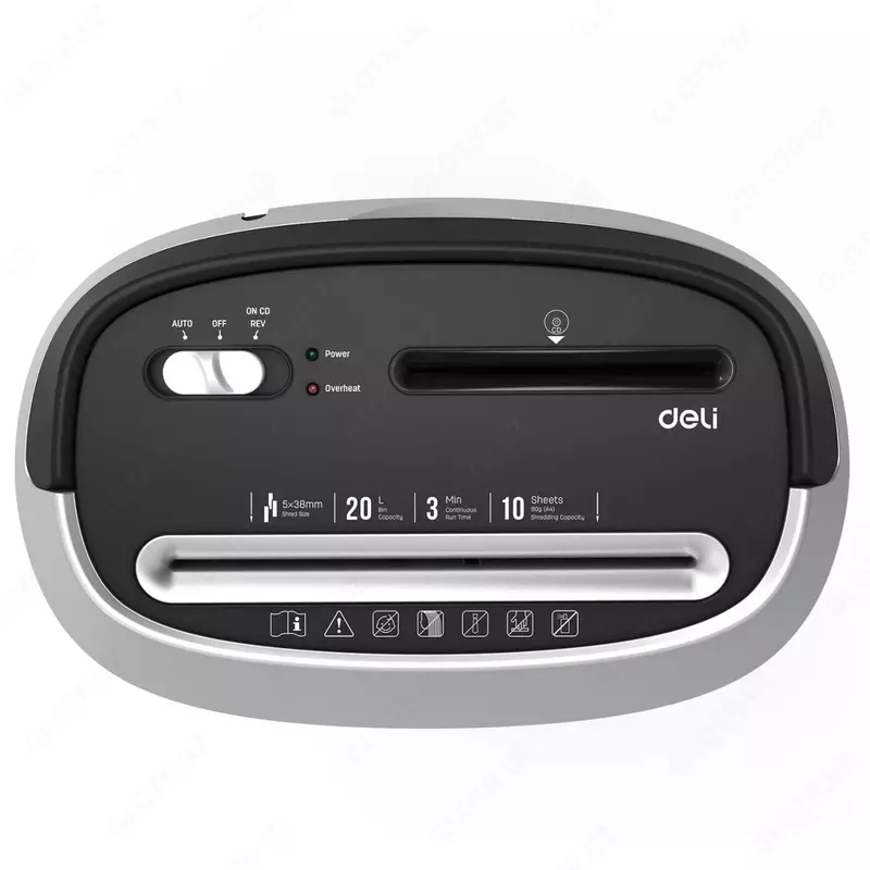  Уничтожитель бумаг (сетевой) Deli А4  80 Вт  10 л. (Арт. - 9948) Черный/серебристый Только в розницу