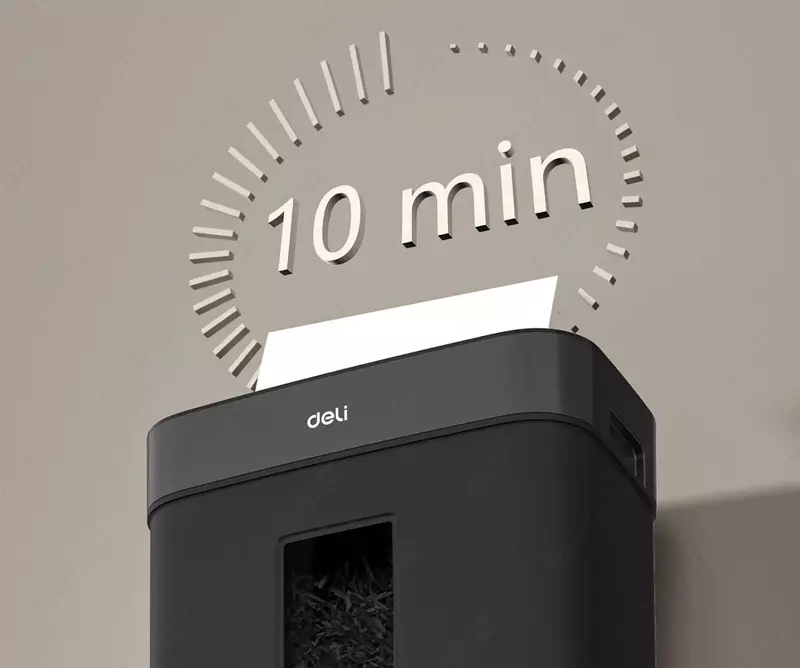  Уничтожитель бумаг (сетевой) Deli А4  80 Вт  10 л. (Арт. - ET024) Черный Только в розницу