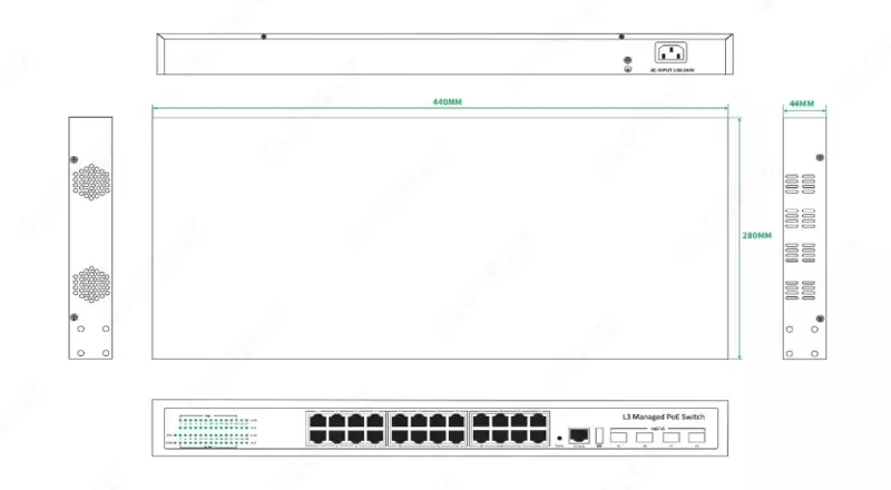 28-портовый коммутатор 10G бренд UNICOM модель MP24ET4WS