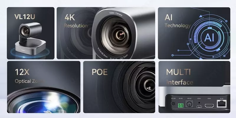 PTZ камера VL12U 12X AI автотрекинг USB HDMI IP 4K PoE