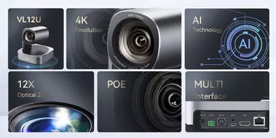 PTZ камера VL12U 12X AI автотрекинг USB HDMI IP 4K PoE