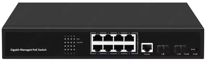 10-портовый управляемый гигабитный PoE-коммутатор SST-MP8ET2S