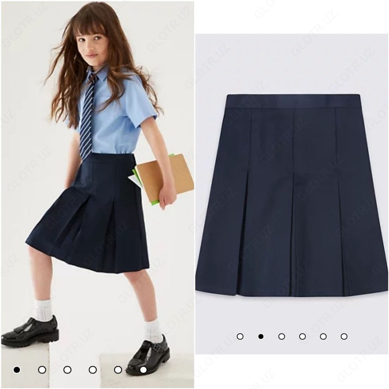 Юбка синяя со встречными складками M&S