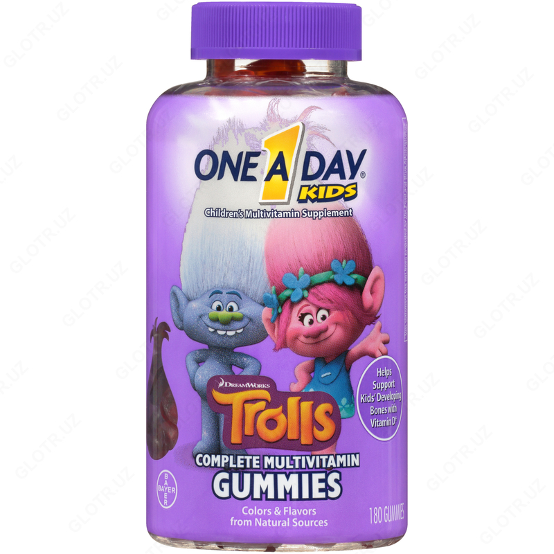 "Bir kunda bolalar gummies trolls" vitaminlari.