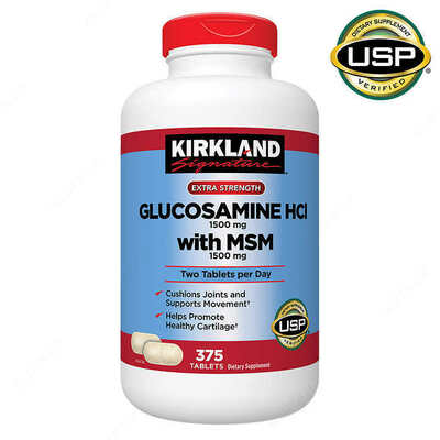Glucosamine HCI 1500mg + MSM 1500mg, Kirkland Signature, 375 tabletkali