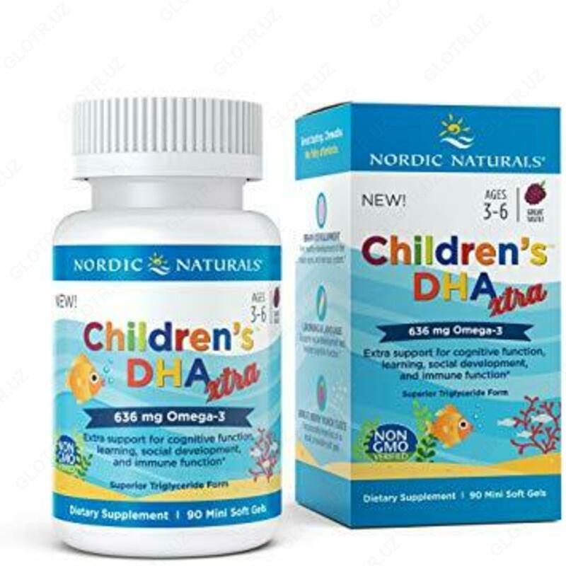 Витамин Children's DHA Xtra, для детей от 3 до 6 лет, ягодный вкус, 636 мг, 90 мини-таблеток