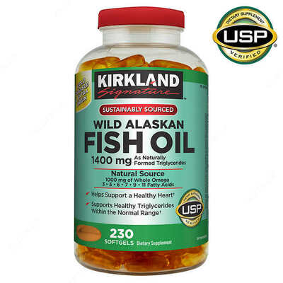 Kirkland Signature Wild Alyaska baliq yog'i kapsulalari (230 dona)