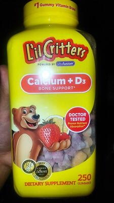 Bolalar uchun kaltsiy + D3 vitamini L'il Critters Kaltsiy + D3 (250 dona)