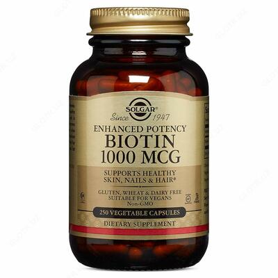 Solgar, Biotin, 1000 mkg, 250 ta sabzavotli qopqoq