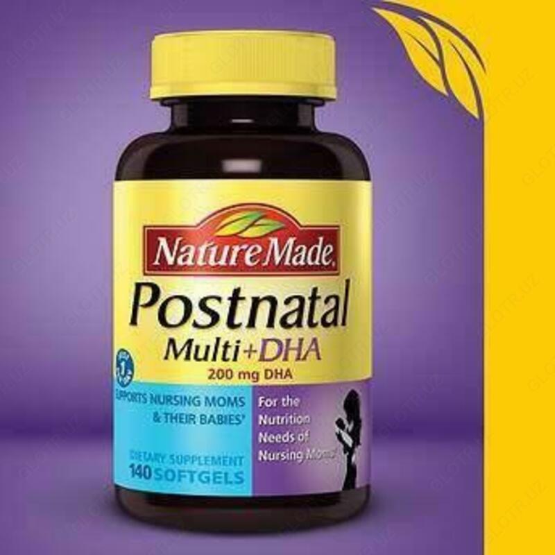 Tabiat 200 mg Prenatal Multi + DHA Prenatal yumshoq kapsulalarini ishlab chiqargan. (150 dona)