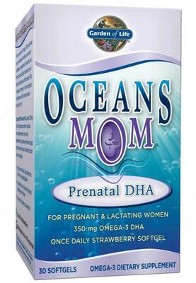 Garden of Life, Oceans Mom, пренатальная ДГК со вкусом клубники, 30 мягких желатиновых капсул