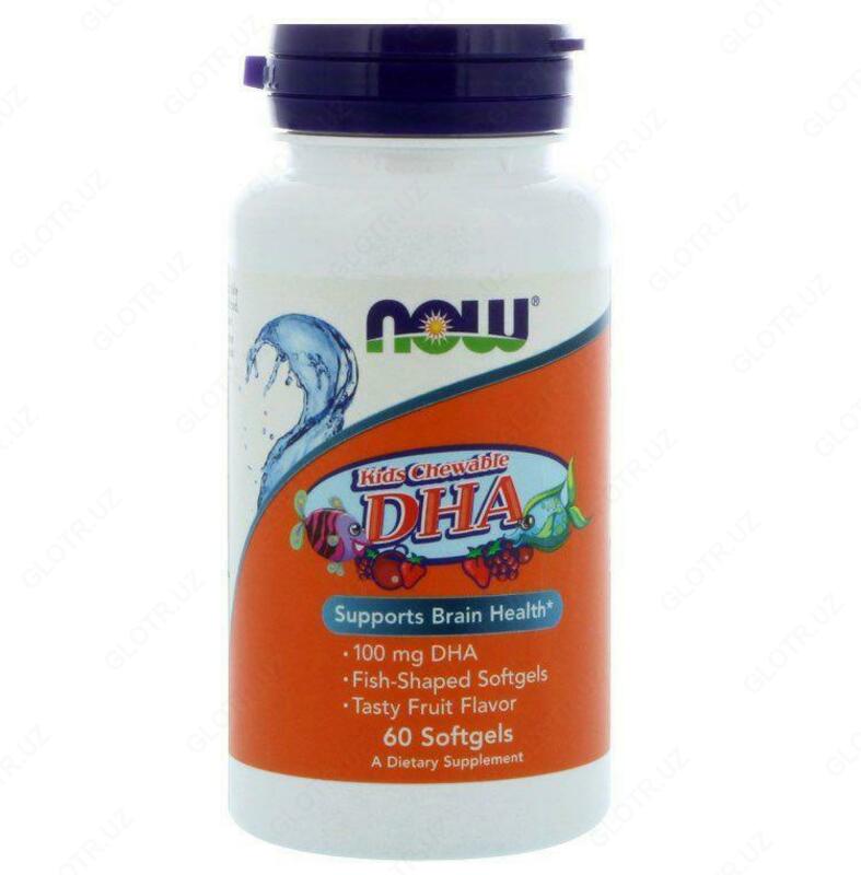 Now Foods, жевательная ДГК для детей, фруктовый вкус, 60 мягких таблеток