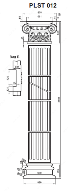 PLST-012 kengaytirilgan polistiroldan tayyorlangan pilaster - по запросу